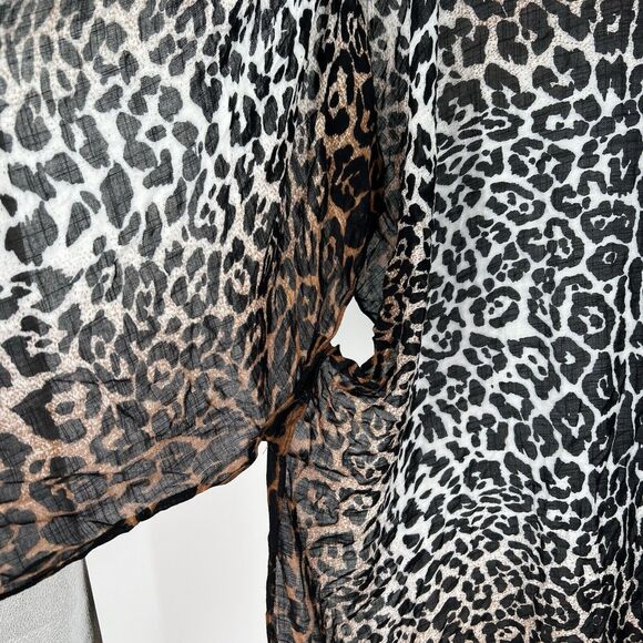 Womens Say What Open S/M Cardigan Kimono Wrap Lightweight Leopard Animal Boho - Picture 3 of 8